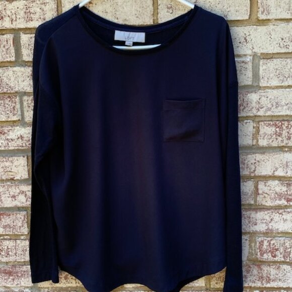 Navy Blue Long Sleeve Blouse size Medium - Picture 1 of 10